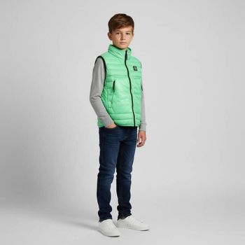 키즈 와펜 로고 패치 경량 패딩 조끼 그린 153266309