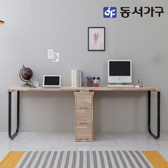 네오 아카시아 원목 2인 서랍 책상