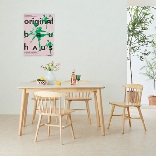 한샘 도노 내추럴 세라믹 식탁 1350 (스칸디의자4개)_이미지