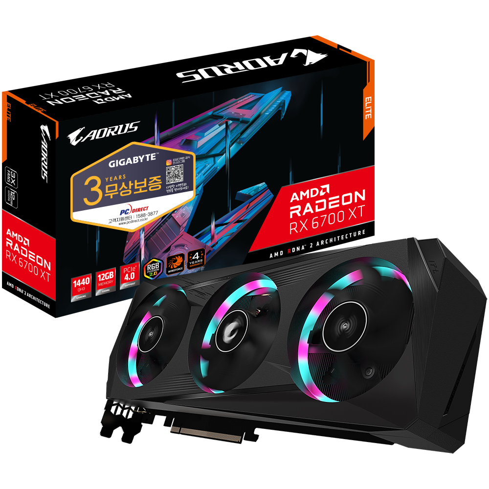GIGABYTE AORUS 라데온 RX 6700 XT ELITE D6 12GB 피씨디렉트_이미지