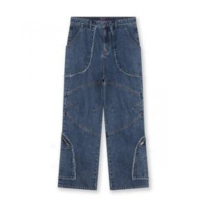 슈퍼텍스앤컴퍼니 비슬로우 데일리 바지 팬츠 와이드 스트레이트 BESLOW CUT OUT CURVED POCKET JEANS BLUE542732