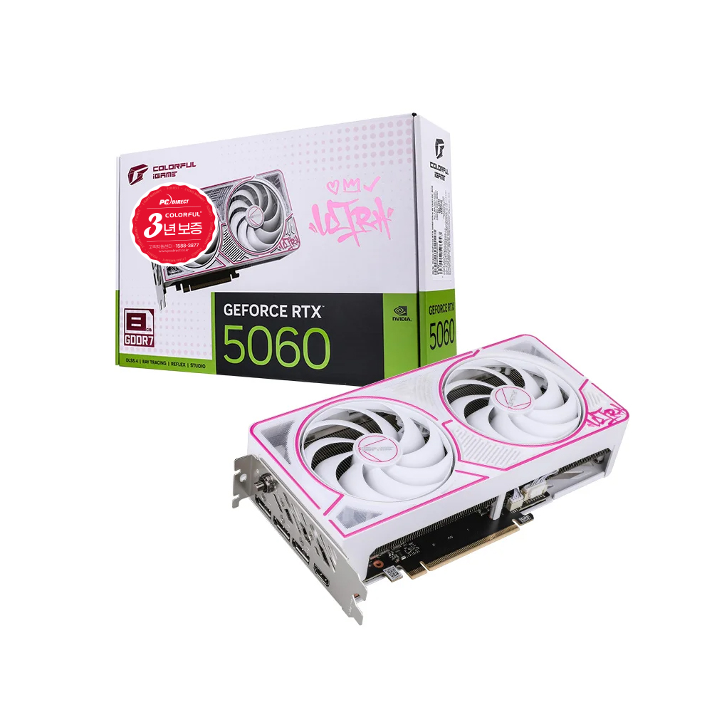COLORFUL iGame 지포스 RTX 5060 ULTRA DUO OC White D7 8GB 피씨디렉트이미지입니다. 누르면 해당 게시물로 새창이동합니다.
