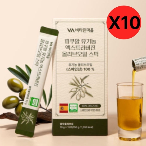 비타민마을 피쿠알 유기농 엑스트라버진 올리브오일 스틱 150g(10gx15포) (10개)_이미지