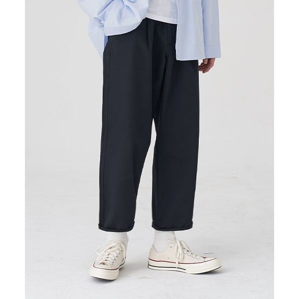 토피 TOFFEE 원턱 와이드 코튼 팬츠 NAVY BLACK T1S-OTCP03 173140_이미지