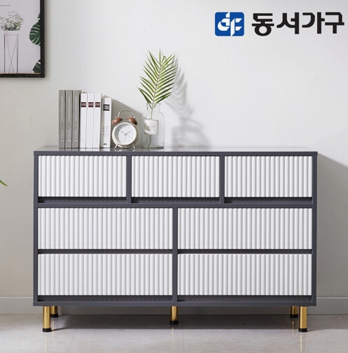 동서가구 이즈 지젤 템바보드 3단 와이드 서랍장 1200