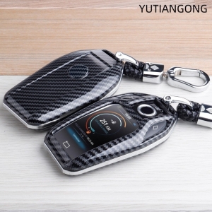 BMW 탄소 섬유 abs car key remote cover full case for display 7series 730li 7..