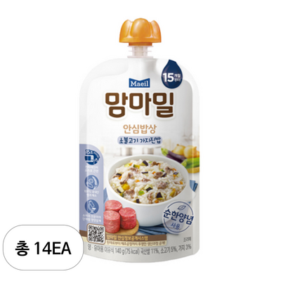 매일유업 맘마밀 안심밥상 소불고기 가지진밥 140g (14개)_이미지