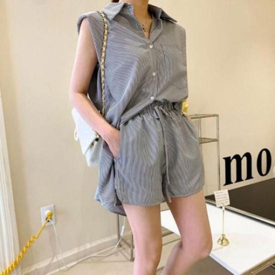 이젠나 SBD 반 셋업 팬츠 바지 바지 숙 트레이닝 핫팬츠 쇼츠 데님 밴딩팬츠 5부반바지 여성 LED250230 민소매