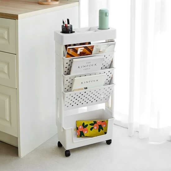 쿠팡 탐사 이동식 책꽂이 5단 트롤리