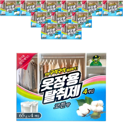산도깨비 옷장용 탈취제 코튼향 65g 4개입 (12개)