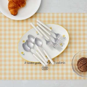 심플 커트러리 디저트 스푼포크 8P 세트 아이보리