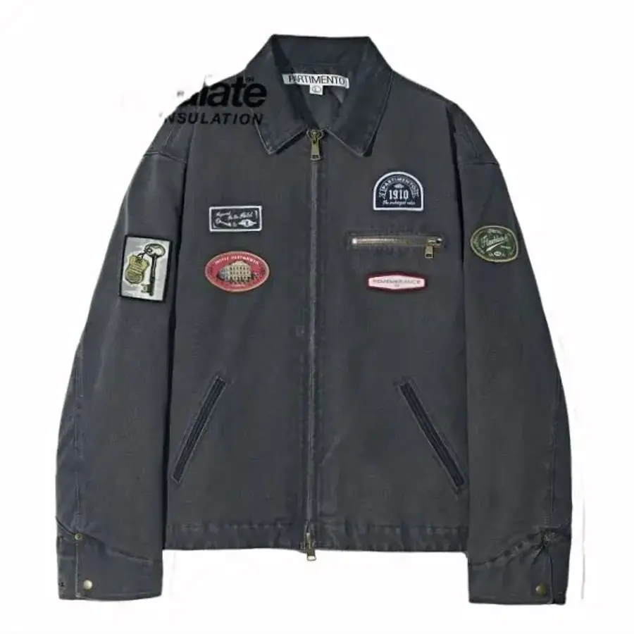 파르티멘토 3M Thinsulate VTG Washed Patch Work Jacket Charcoal 2752289
