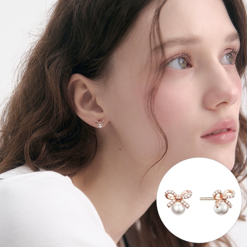 로즈몽 14K 리본 진주 5mm 귀걸이 RA24C33K