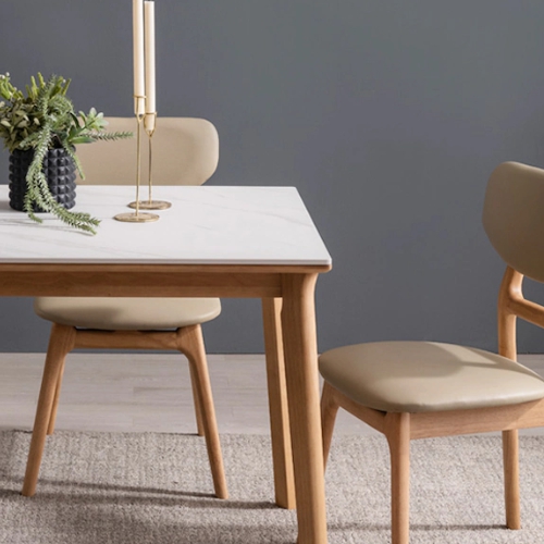 헤이미쉬홈 모리드 고무나무 원목 포세린 통세라믹 식탁 1400 (의자4개)_이미지