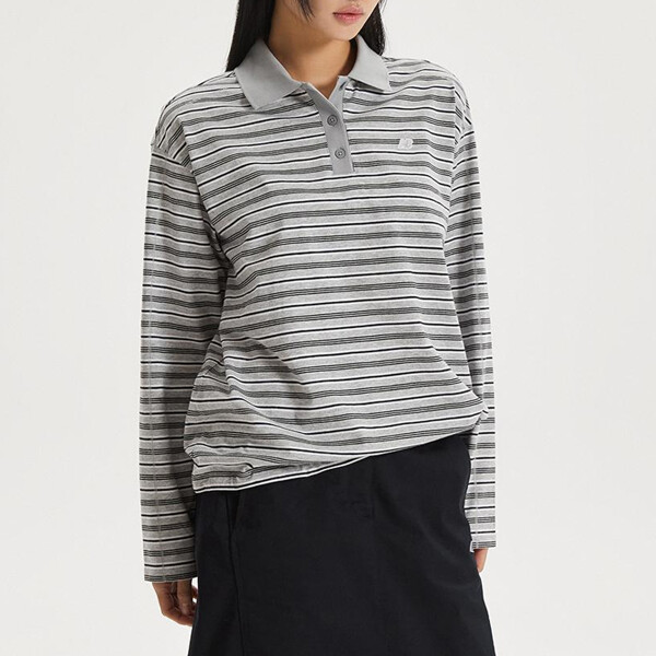  뉴발란스 NB 스트라이프 폴로 카라 긴팔티 SEMI OVER FIT NBNFG2W312