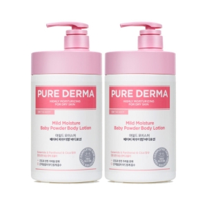 LG생활건강 온더바디 퓨어 더마 마일드 모이스처 바디로션 베이비파우더향 1000ml (2개)