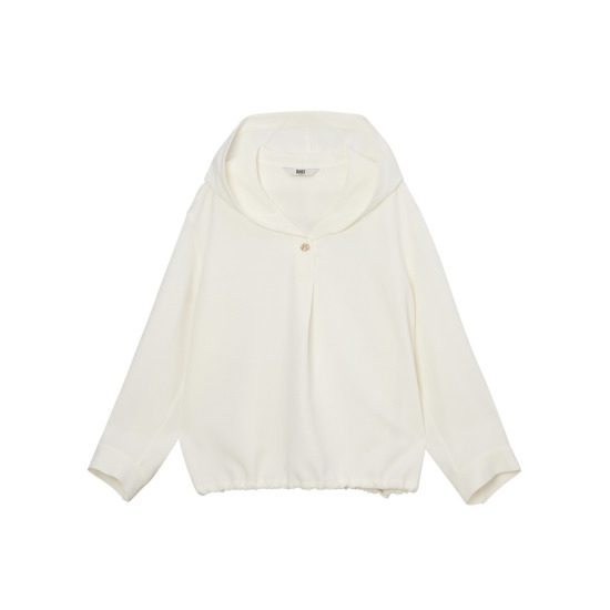 닥스레이디스 LUC 솔리드 밑단 스트링 후드 블라우스 DLBL4D803IV_이미지