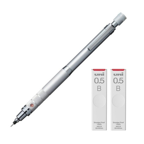 유니 쿠루토가 롤렛모델 샤프 실버 M5-1017 + 쿠루토가 전용 샤프심 B 2p 세트 1세트 0.5mm_이미지