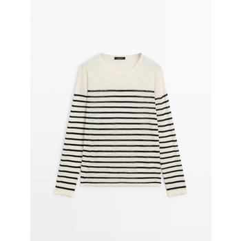 코튼 블렌드 스트라이프 긴팔 셔츠 Gebrochen Weiss 6271306