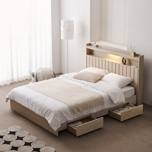 인터데코 호텔라인 LED조명서랍 침대 Q (9존유로탑독립)