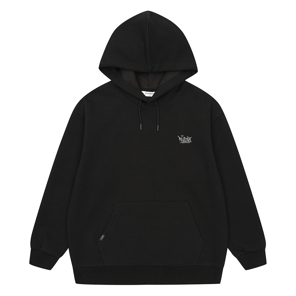 소이어패럴 에꼴리에 남아 주니어 겨울 스몰레터링 에어쿠션 블랙 후드티 25D07339