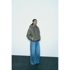  자라 독일 211650 WATER AND WIND PROTECTION 크롭 퍼퍼 아노락 색상 카키
