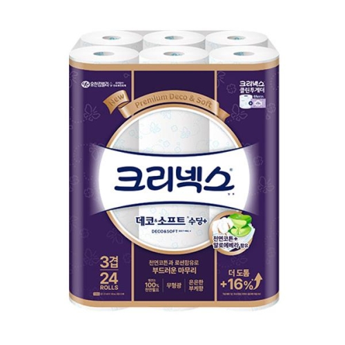 유한킴벌리 크리넥스 데코 앤 소프트 수딩플러스 27m (24롤) (5팩)