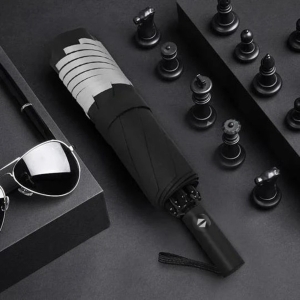 샤오미 2021 패션 휴대용 UV 접는 자동 우산 비 바람 저항 여행 태양 우산 역방향 우산 Black_이미지