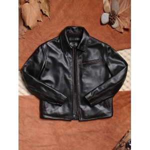 클래식 1930년대 오리지널 가죽 자켓 헤비 레이어 소가죽 바이크 라이더 재킷 남성용 슬림