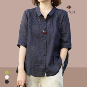 화세 버튼가든자수톤블라우스_HB4MBL285C_이미지