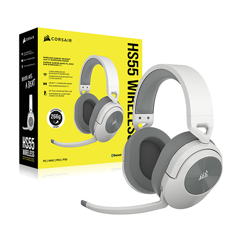 CORSAIR HS55 무선 블루투스 게이밍 헤드셋 (화이트, 정품)_이미지