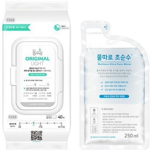 물따로 오리지널 라이트 건티슈 캡형 40매 + 초순수 250ml (24팩)_이미지