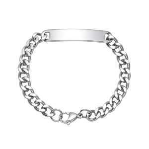 크로노스 무료각인 CRJ2021B-WT 이니셜 체인팔찌 스틸 남자팔찌