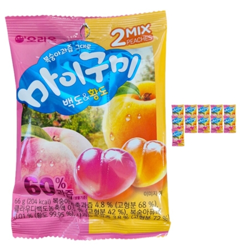 오리온 마이구미 백도 앤 황도 66g (12개)_이미지