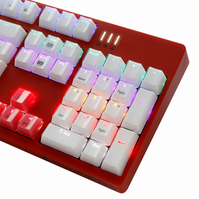앱코 HACKER K8700 카일 광축 완전방수 크리스탈 키캡 (레드/화이트, 클릭)_이미지