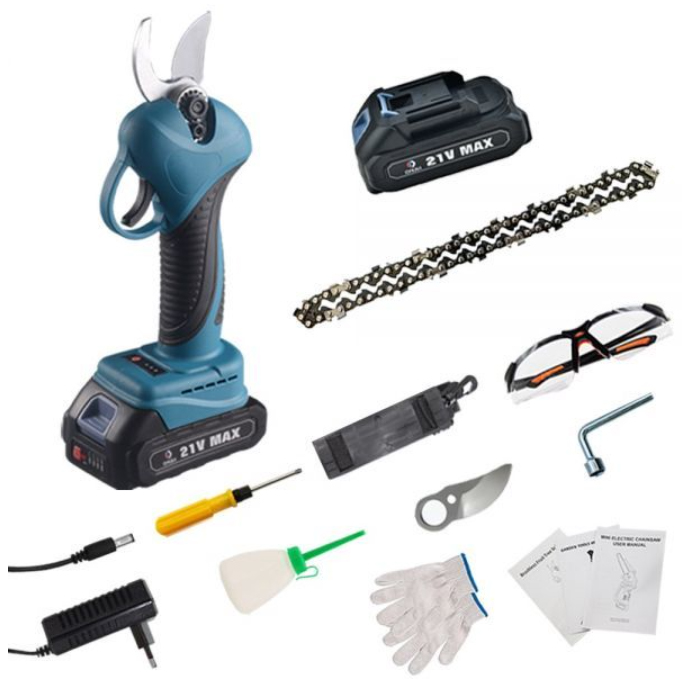 OYEAH 충전 전동 전지가위 + 체인톱 + 연장봉 풀세트