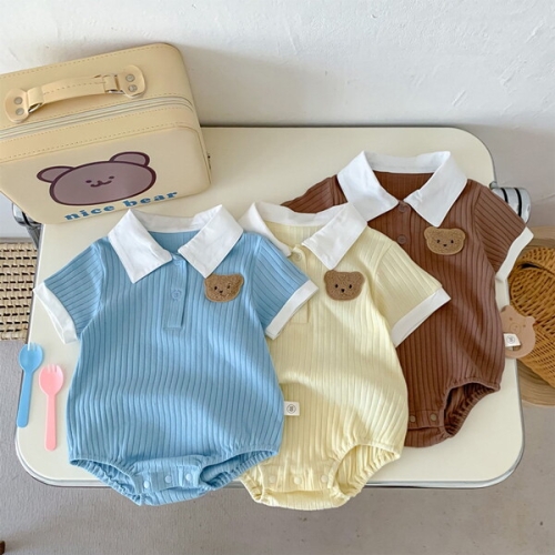화이트카라 골지 남아 곰돌이 바디슈트 66-90 205370