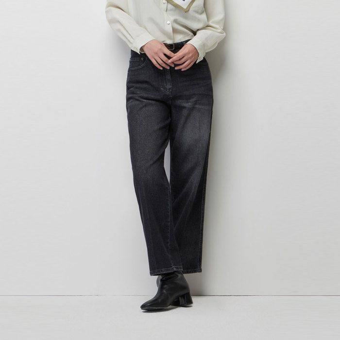 SISLEY 와끼 스티치 배럴 데님 팬츠SADP05611BK