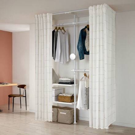 왕자행거 뉴드레스룸 3폴 밀폐 타공선반형 행거_이미지