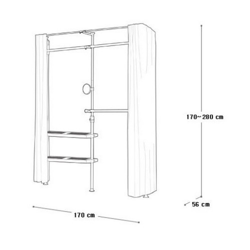 왕자행거 뉴드레스룸 3폴 밀폐 타공선반형 행거_이미지