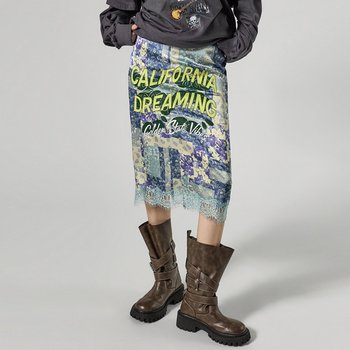 딘트 SK3165 프린팅 레이스 스커트