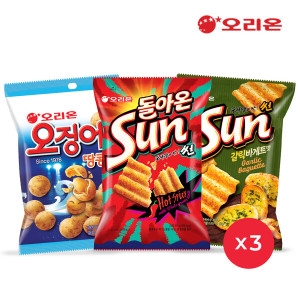 썬핫스파이시3개 + 썬갈릭바게트3개 + 오징어땅콩3개