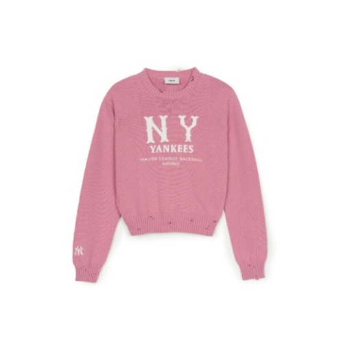 MLB M 긴팔티 GQC 3FKPB0151-50PKP 여성 베이직 빈티지 쿠퍼스 스웨터