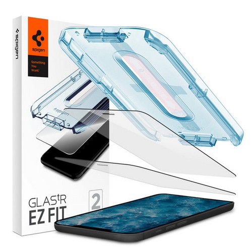 슈피겐 아이폰12 프로 맥스 글라스tR슬림 이지핏 강화유리 액정보호필름 (액정 2매)_이미지