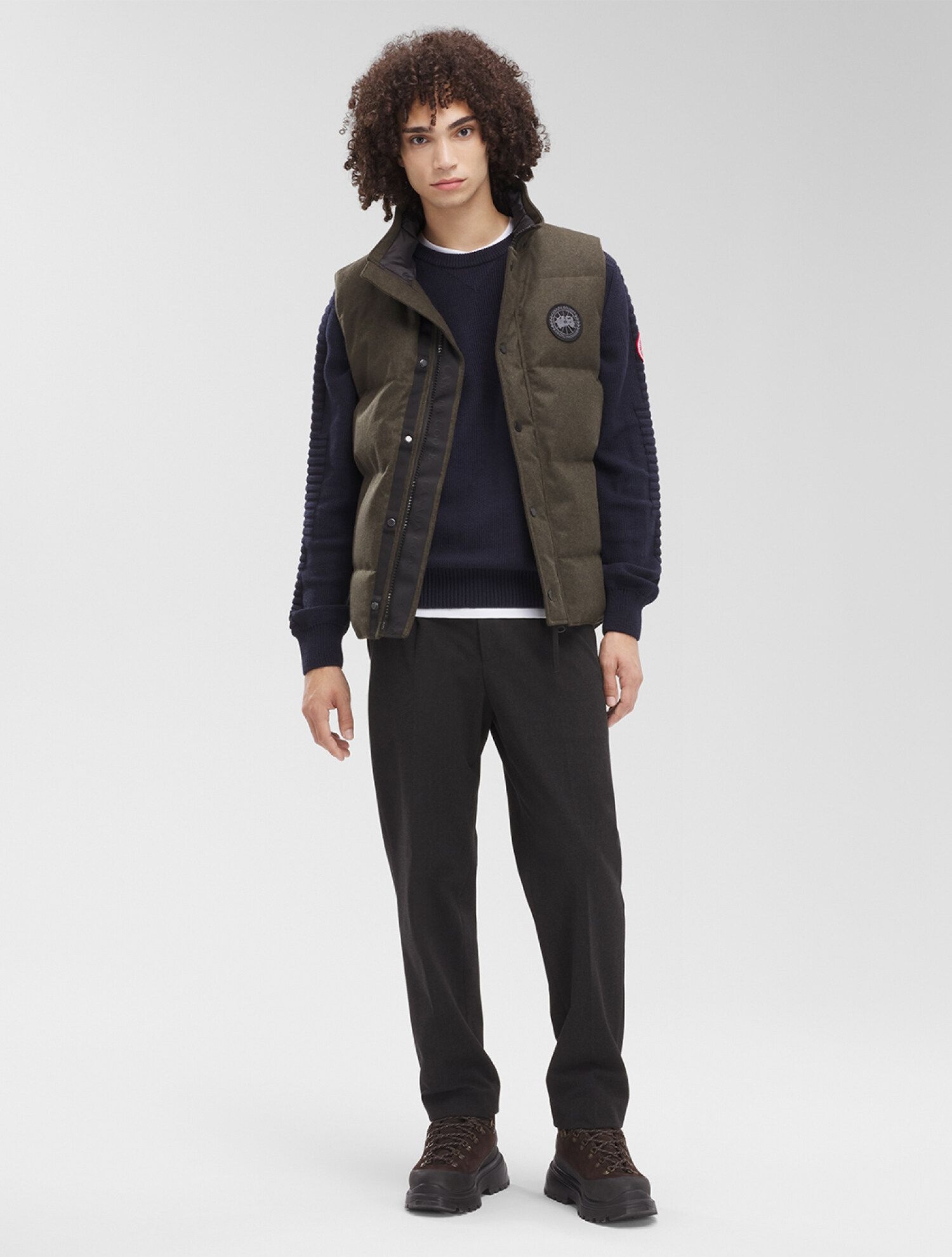 MENS 가르송 베스트 울 Khaki _Q246AMVB06KAN