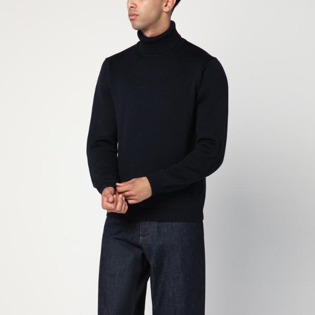 로베르토 COLLINA 253M02003WO/R ROBER-M0210 Navy blue wool turtleneck sweater