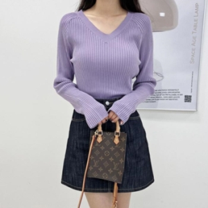  오노마 ONM 2L-ABB 1025 여자 라일락 브이골지니트티셔츠 17772966