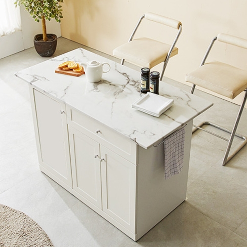 나무뜰 올리브 대리석 수납형 홈바 아일랜드식탁 1200 (의자별도)