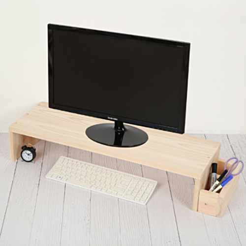 와이드 키다리 원목 듀얼 모니터받침대