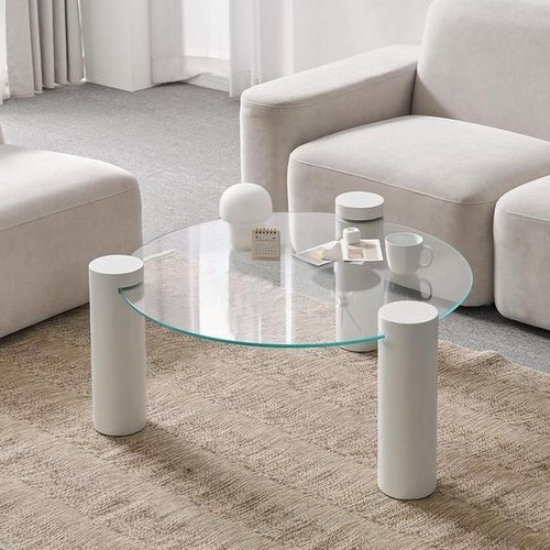 나무뜰  소울 강화유리 낮은 소파 원형 거실 테이블